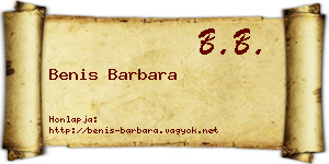 Benis Barbara névjegykártya